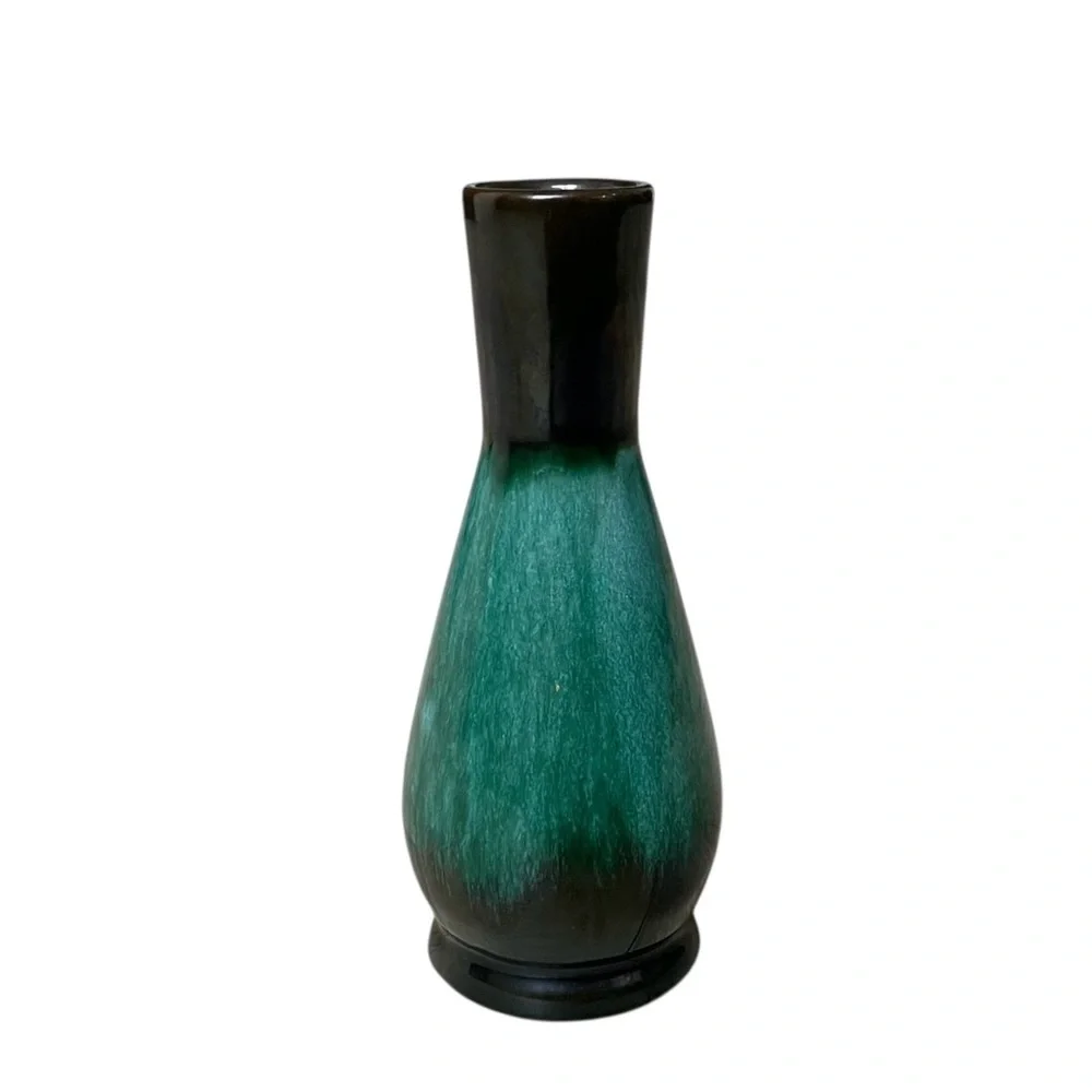 BLUE MOUNTAIN POTTERY Vintage Ceramic VaseTeal Black